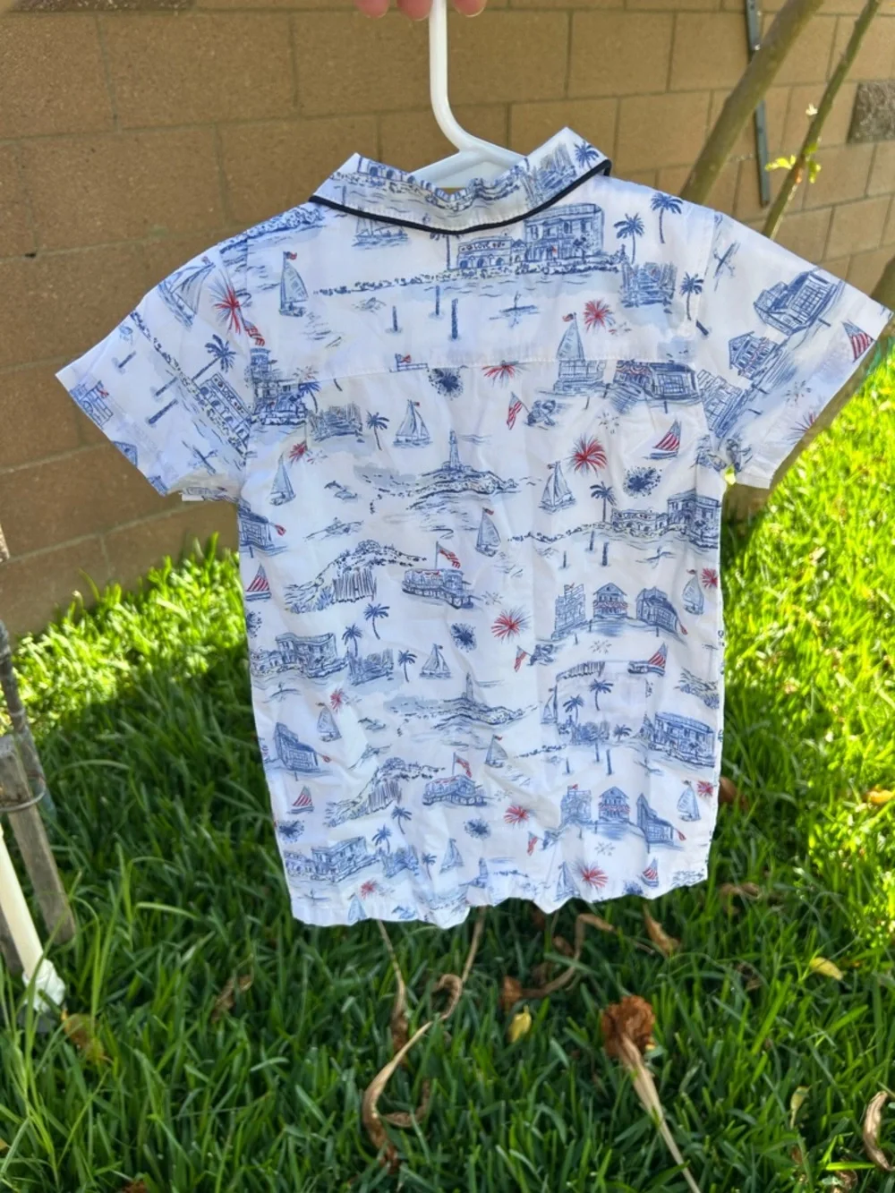 Kids Blue & White Nautical Print Short-Sleeve